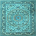Square Medallion Light Blue Traditional Rug, tr1868lblu