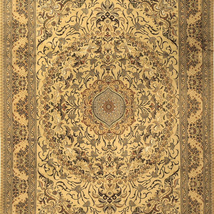 Machine Washable Medallion Brown Traditional Rug, wshtr1868brn