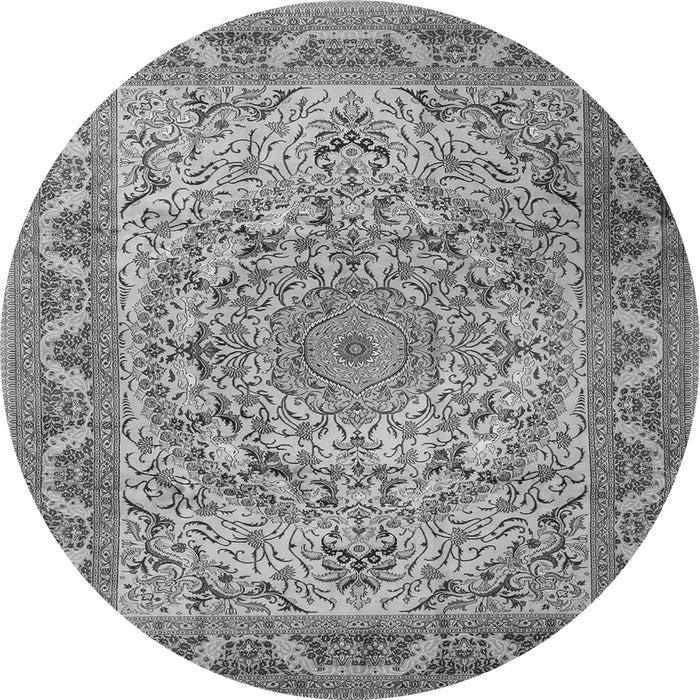 Machine Washable Medallion Gray Traditional Rug, wshtr1868gry