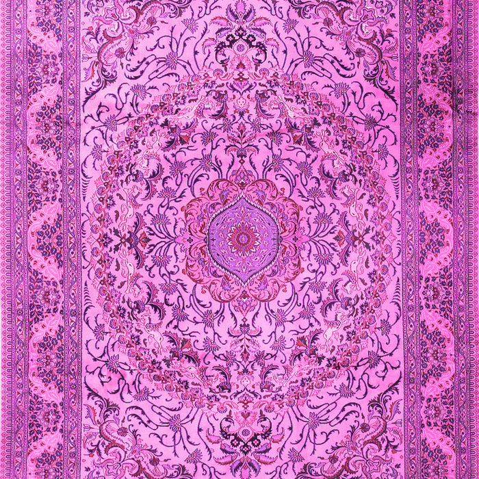 Machine Washable Medallion Pink Traditional Rug, wshtr1868pnk