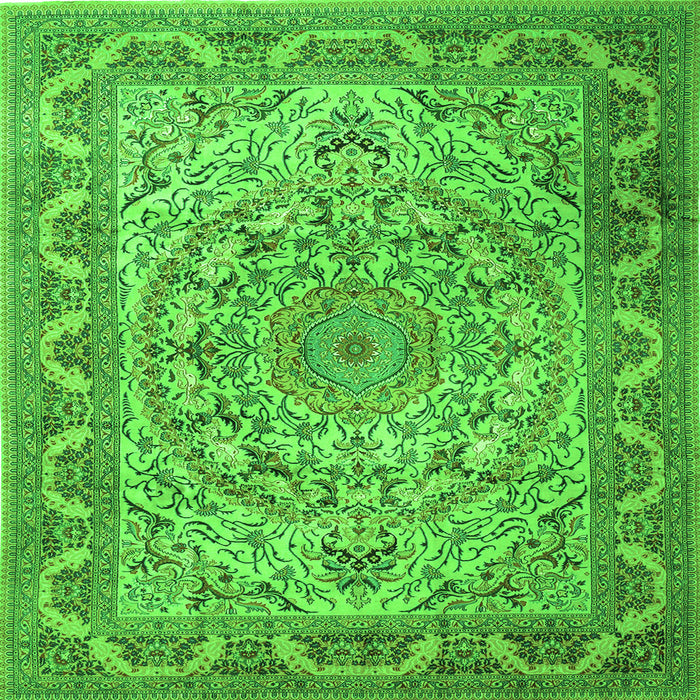 Serging Thickness of Medallion Green Traditional Rug, tr1868grn