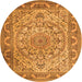Square Medallion Orange Traditional Rug, tr1868org