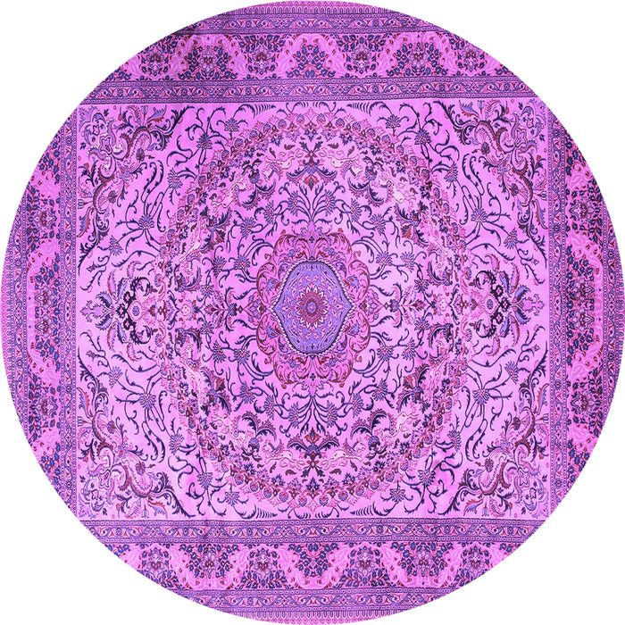Round Medallion Purple Traditional Rug, tr1868pur