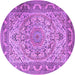 Round Medallion Purple Traditional Rug, tr1868pur