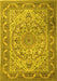 Machine Washable Medallion Yellow Traditional Rug, wshtr1868yw