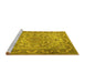 Sideview of Machine Washable Medallion Yellow Traditional Rug, wshtr1868yw