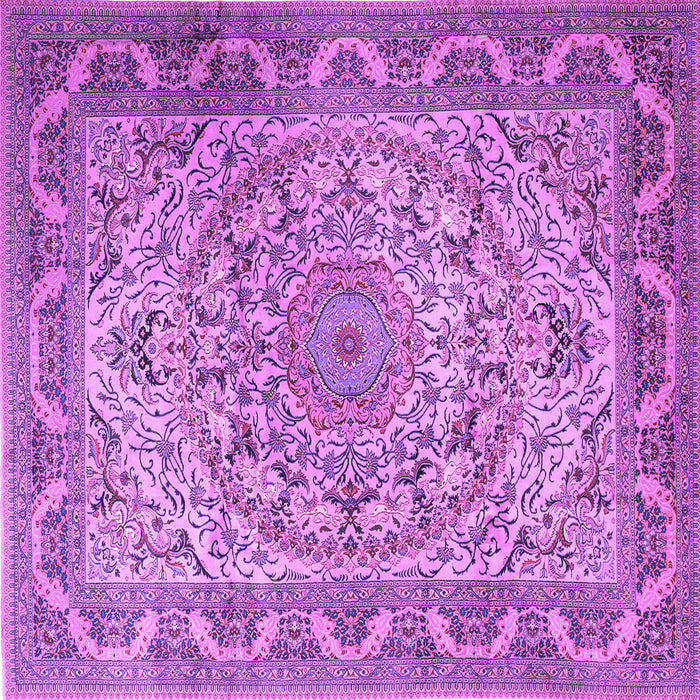 Square Machine Washable Medallion Purple Traditional Area Rugs, wshtr1868pur