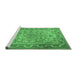 Sideview of Machine Washable Medallion Emerald Green Traditional Area Rugs, wshtr1868emgrn