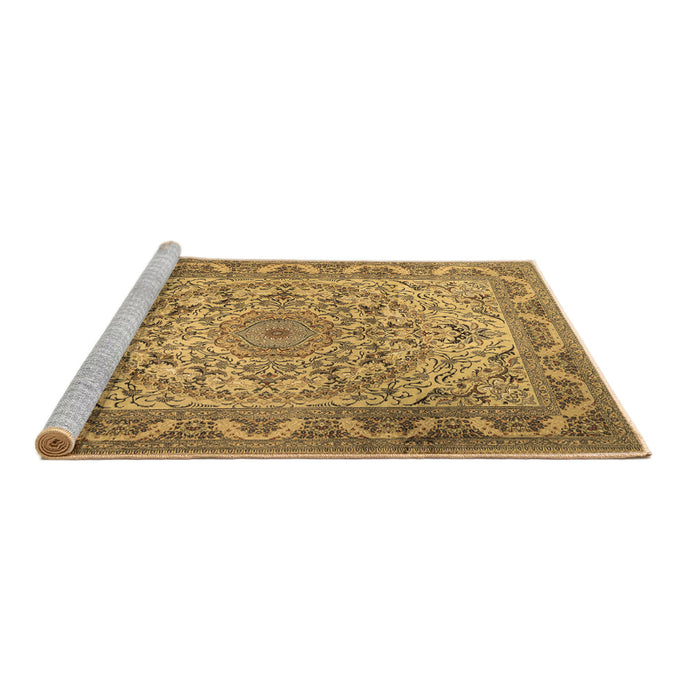 Sideview of Machine Washable Medallion Brown Traditional Rug, wshtr1868brn