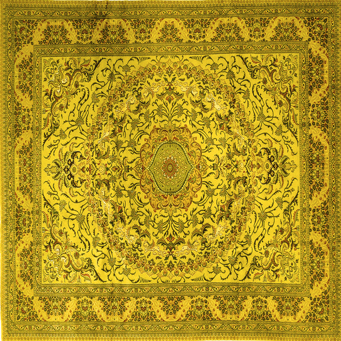Square Medallion Yellow Traditional Rug, tr1868yw