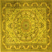 Square Medallion Yellow Traditional Rug, tr1868yw