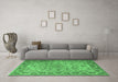 Machine Washable Medallion Emerald Green Traditional Area Rugs in a Living Room,, wshtr1868emgrn