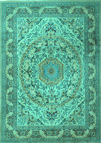 Medallion Turquoise Traditional Rug, tr1868turq