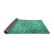 Sideview of Medallion Turquoise Traditional Rug, tr1868turq