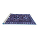 Sideview of Machine Washable Persian Blue Traditional Rug, wshtr1869blu