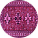 Round Machine Washable Persian Pink Traditional Rug, wshtr1869pnk