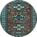 Round Machine Washable Persian Light Blue Traditional Rug, wshtr1869lblu