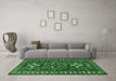 Machine Washable Persian Emerald Green Traditional Area Rugs in a Living Room,, wshtr1869emgrn