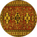 Round Persian Yellow Traditional Rug, tr1869yw