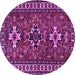 Round Machine Washable Persian Purple Traditional Area Rugs, wshtr1869pur