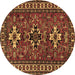 Round Machine Washable Persian Brown Traditional Rug, wshtr1869brn