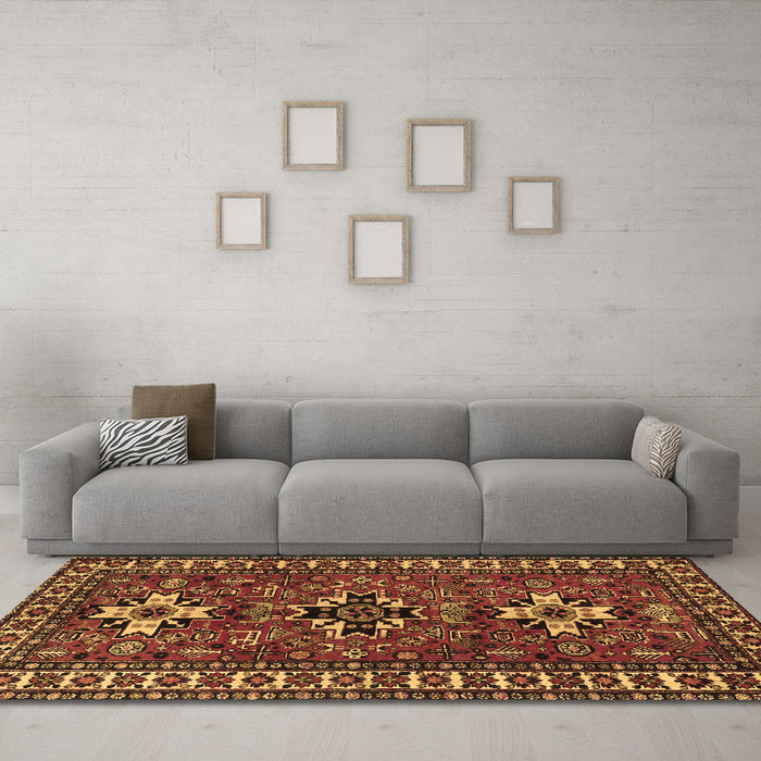 Machine Washable Persian Brown Traditional Rug in a Living Room,, wshtr1869brn