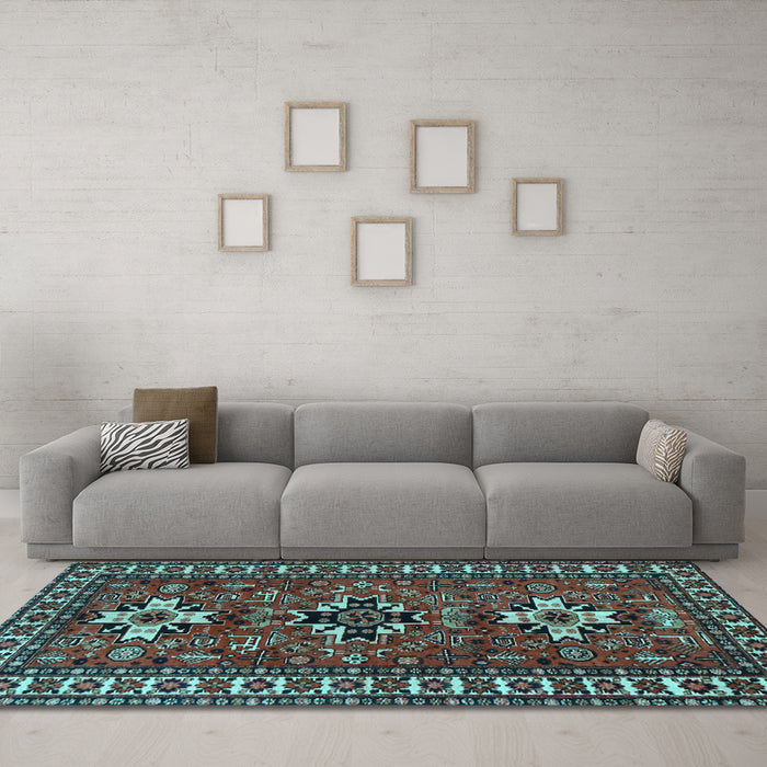 Machine Washable Persian Light Blue Traditional Rug in a Living Room, wshtr1869lblu