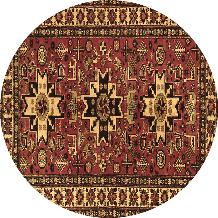 Round Persian Brown Traditional Rug, tr1869brn
