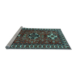 Sideview of Machine Washable Persian Light Blue Traditional Rug, wshtr1869lblu