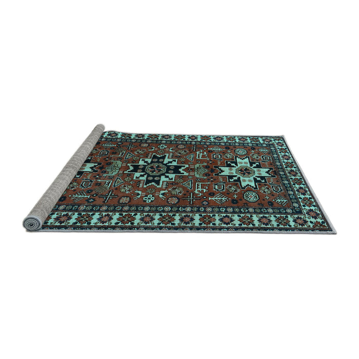 Sideview of Machine Washable Persian Light Blue Traditional Rug, wshtr1869lblu