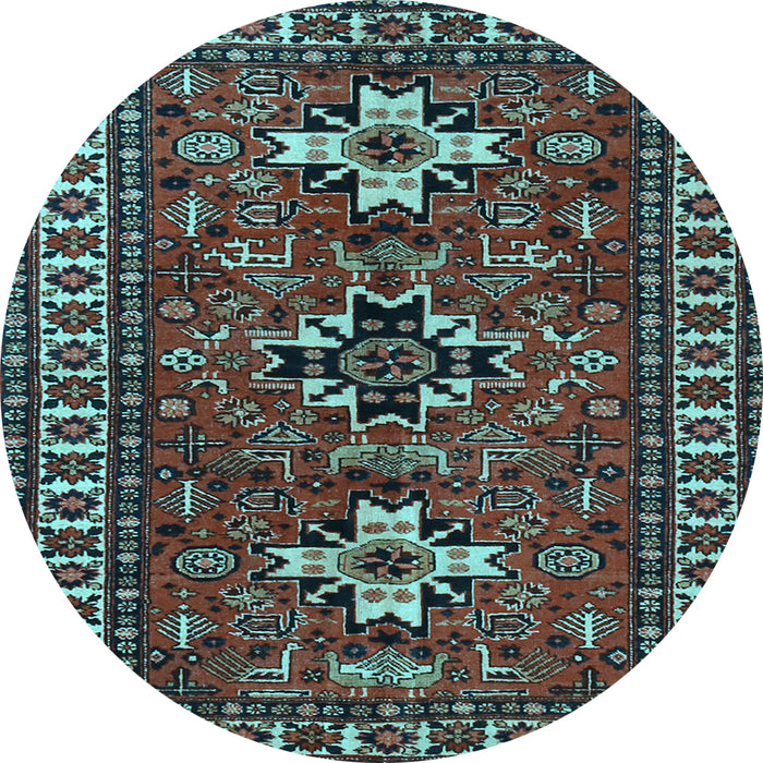 Round Persian Light Blue Traditional Rug, tr1869lblu