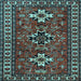 Square Machine Washable Persian Light Blue Traditional Rug, wshtr1869lblu