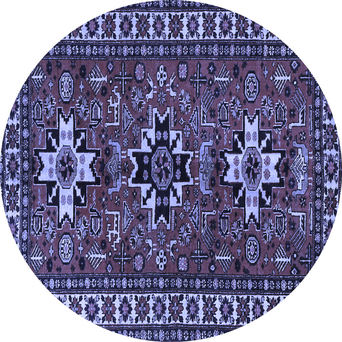 Round Machine Washable Persian Blue Traditional Rug, wshtr1869blu