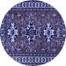 Round Machine Washable Persian Blue Traditional Rug, wshtr1869blu