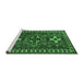 Sideview of Machine Washable Persian Emerald Green Traditional Area Rugs, wshtr1869emgrn