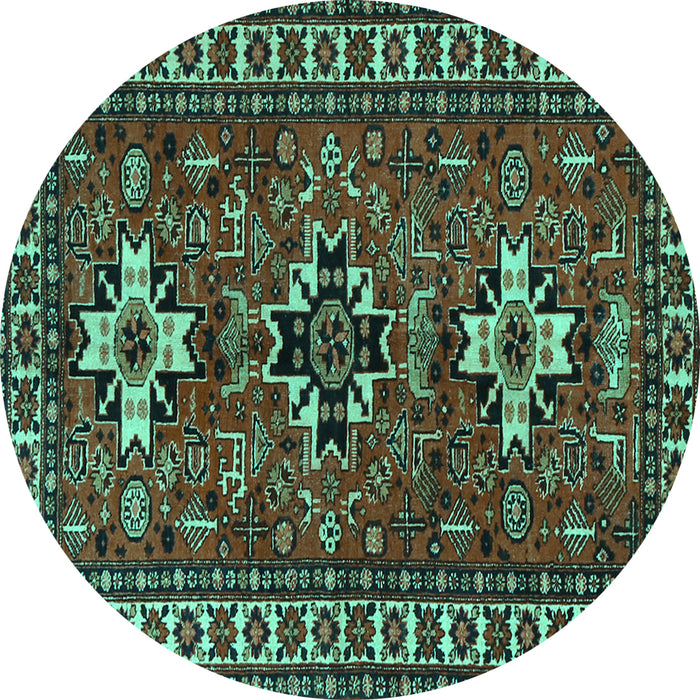 Round Persian Turquoise Traditional Rug, tr1869turq