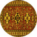 Round Machine Washable Persian Yellow Traditional Rug, wshtr1869yw