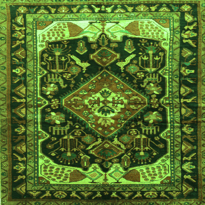 Round Machine Washable Persian Green Traditional Area Rugs, wshtr186grn