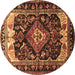 Round Persian Brown Traditional Rug, tr186brn