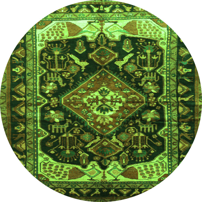 Square Persian Green Traditional Rug, tr186grn