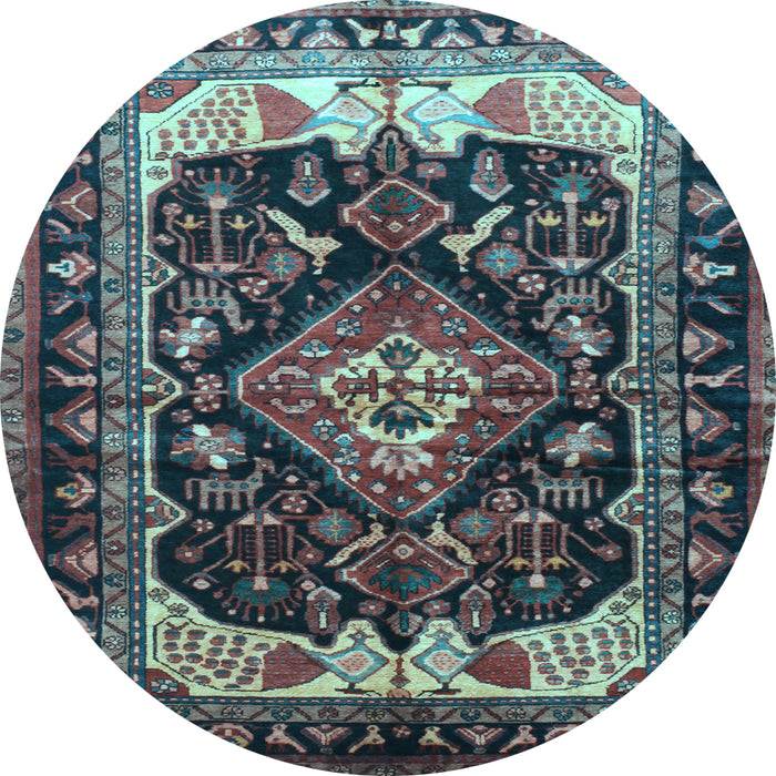 Round Machine Washable Persian Light Blue Traditional Rug, wshtr186lblu