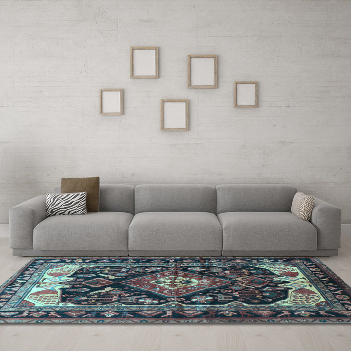 Machine Washable Persian Light Blue Traditional Rug in a Living Room, wshtr186lblu