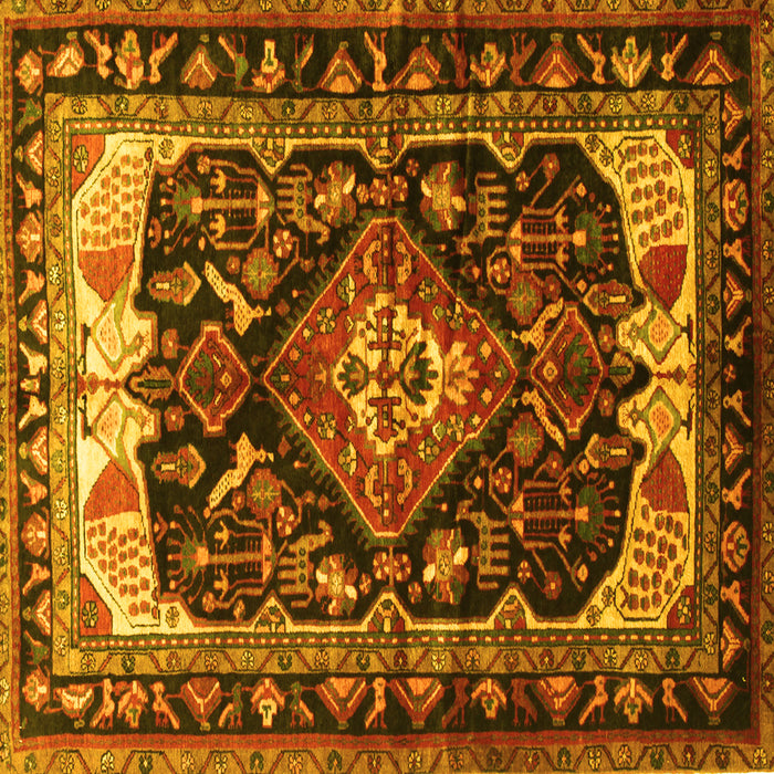 Square Persian Yellow Traditional Rug, tr186yw