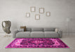 Machine Washable Persian Pink Traditional Rug in a Living Room, wshtr186pnk