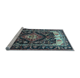Sideview of Machine Washable Persian Light Blue Traditional Rug, wshtr186lblu
