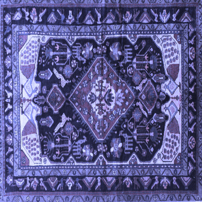 Square Machine Washable Persian Blue Traditional Rug, wshtr186blu