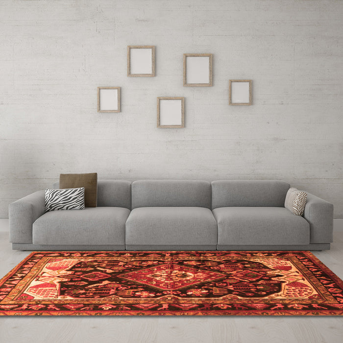 Machine Washable Persian Orange Traditional Area Rugs in a Living Room, wshtr186org