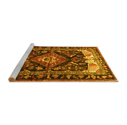 Sideview of Machine Washable Persian Yellow Traditional Rug, wshtr186yw