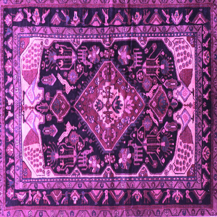 Square Machine Washable Persian Purple Traditional Area Rugs, wshtr186pur