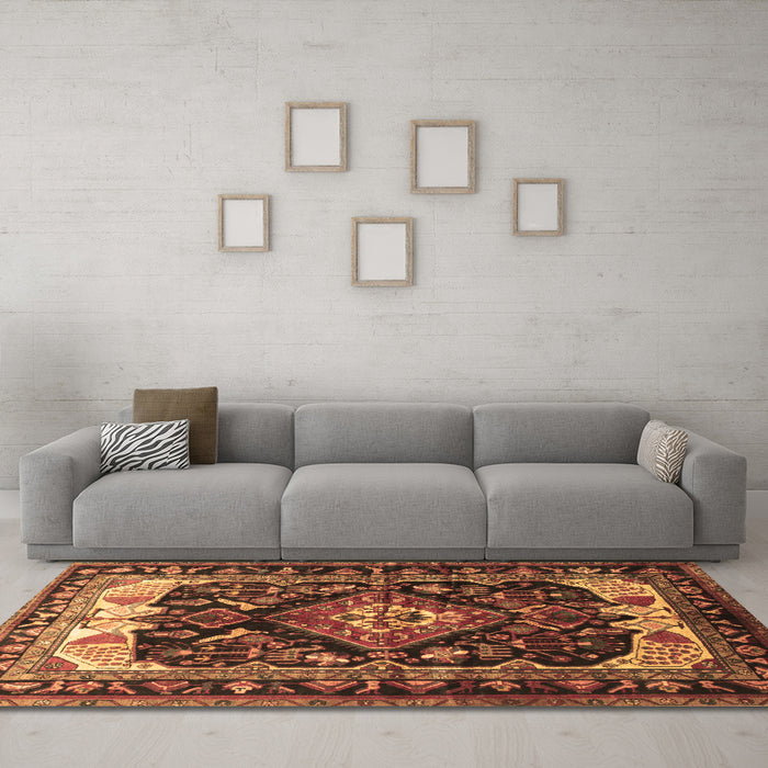 Machine Washable Persian Brown Traditional Rug in a Living Room,, wshtr186brn